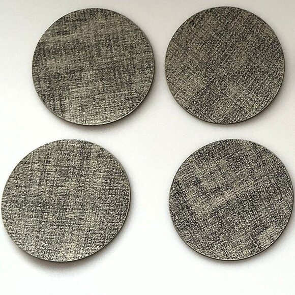 NEW 4 FAUX LEATHER PLACEMATS & COASTERS REVERSIBLE HEAT-RESISTANT BLACK & GRAY - Picture 13 of 13